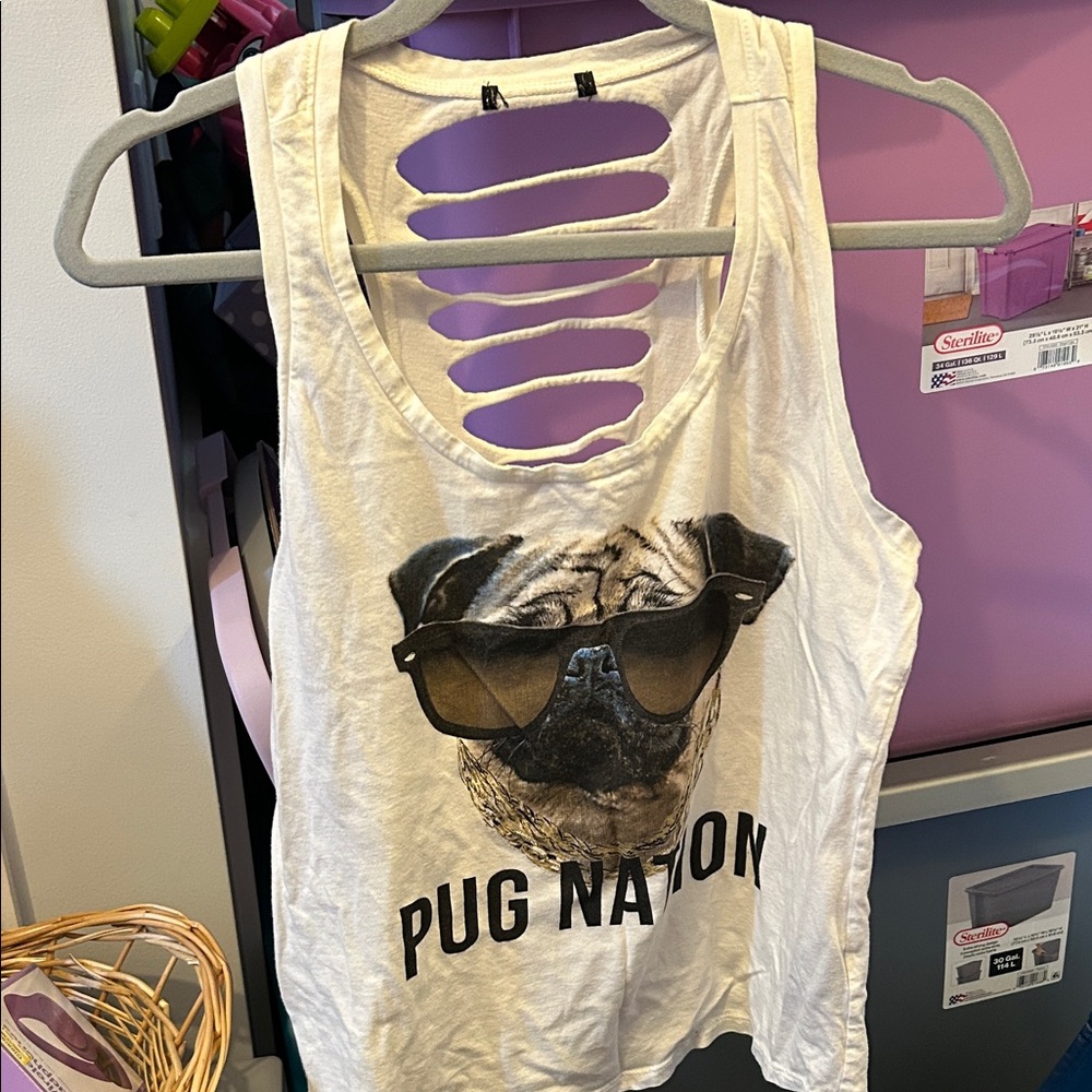 Pug Nation White Dog Tank Top